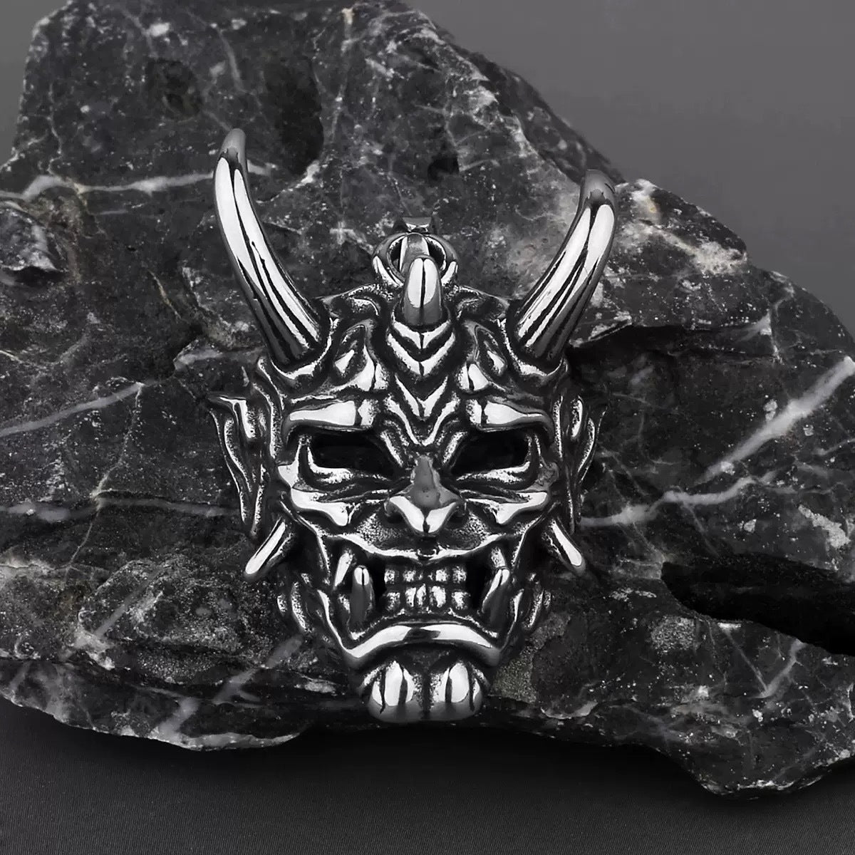 Planderful Skeleton Pendant Necklace Titanium Steel Gothic Ghost King Mask For Men