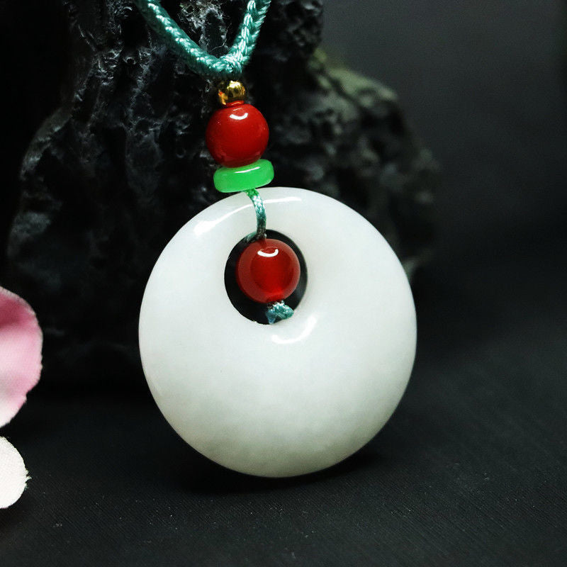 Peaceful Fortune Hetian Jade and Red Agate Princess Clasp Necklace