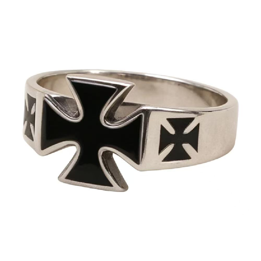 Court-Style Cross Titanium Steel Ring
