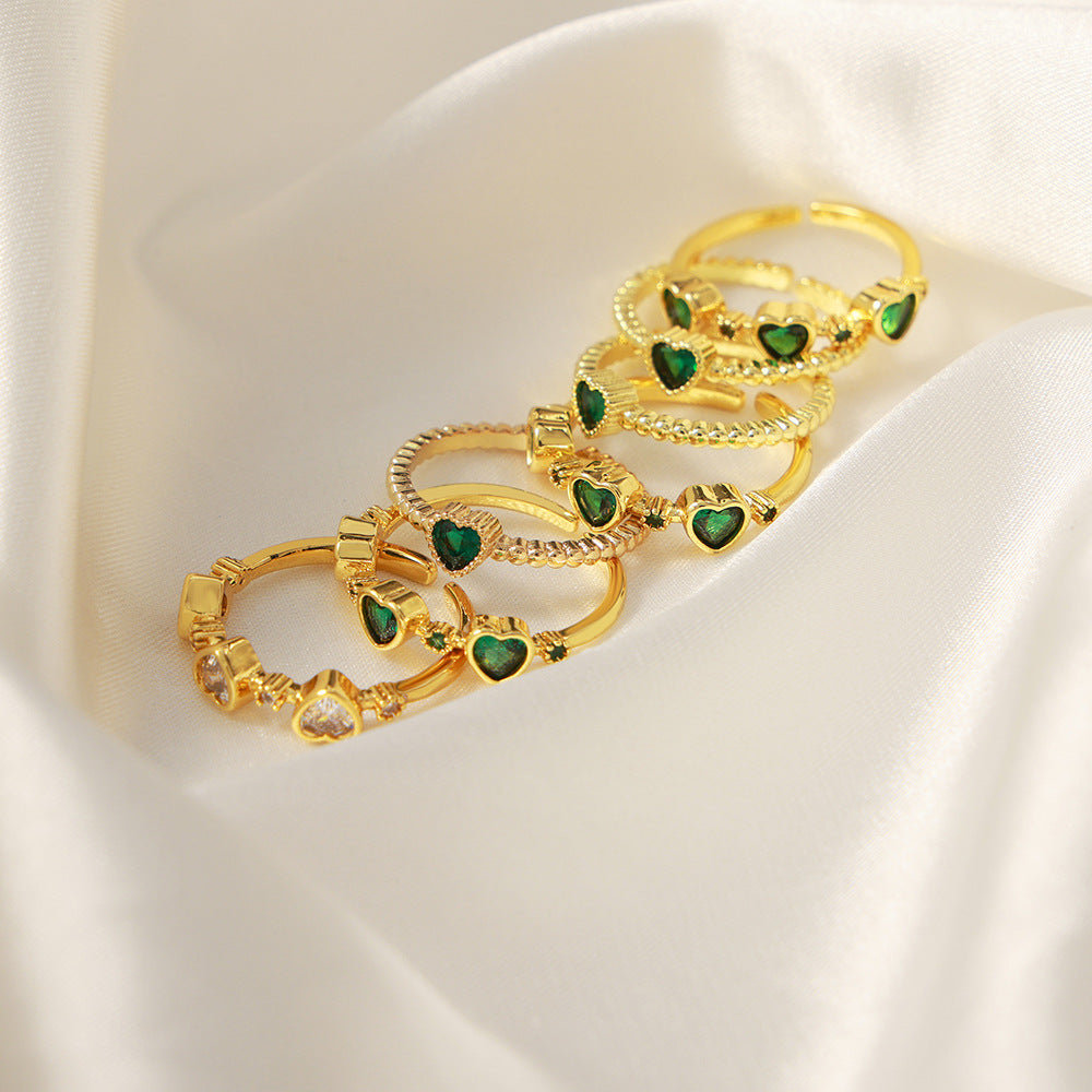 Heartfelt Copper Zircon Ring - Elegant European and American Jewelry for Women