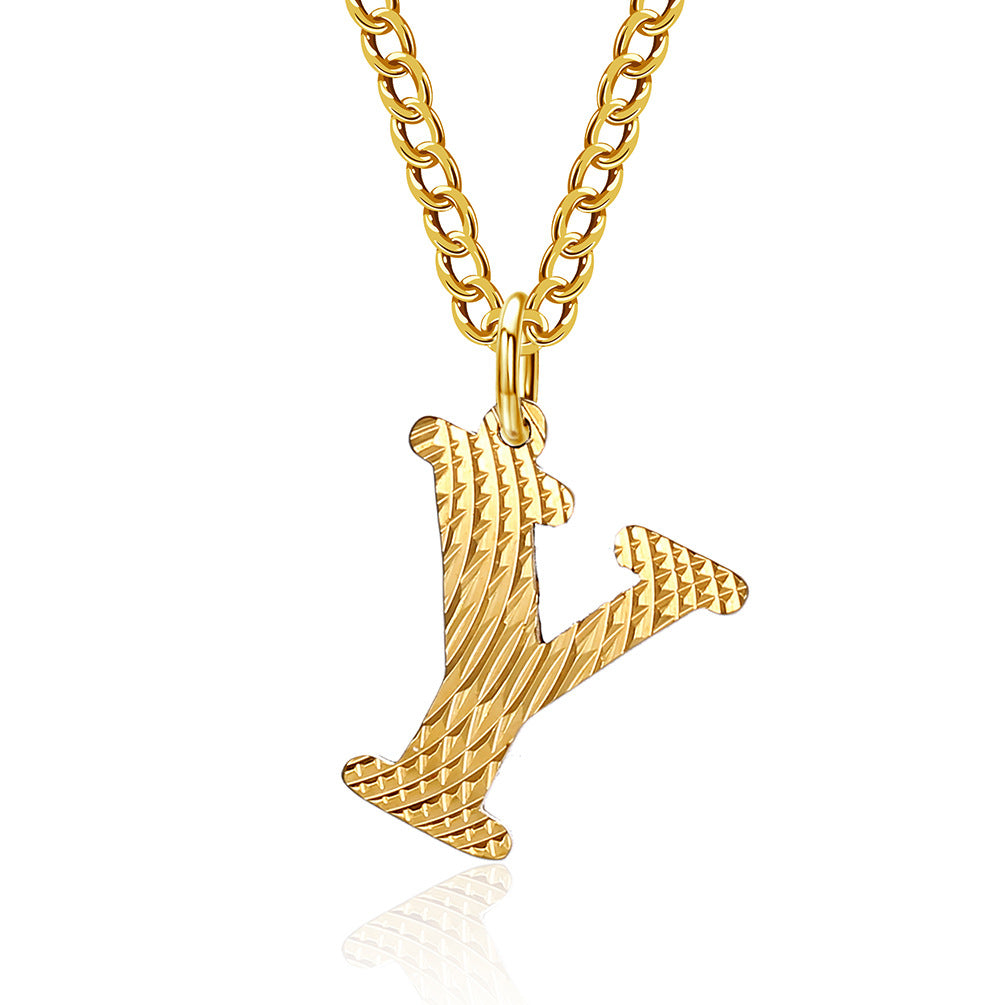 Planderful Everyday Genie Gold Plated Letter Surname Pendant For Couples Unisex Premium Magazine Style Jewelry