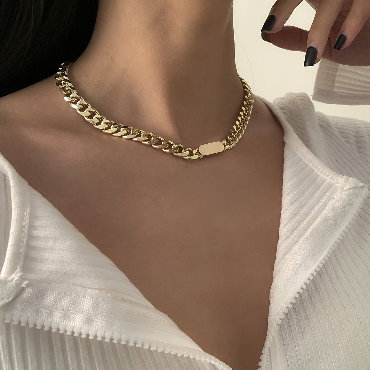 Planderful Metal Chain Necklace For Men Bold Geometric Hip Hop Statement Jewelry