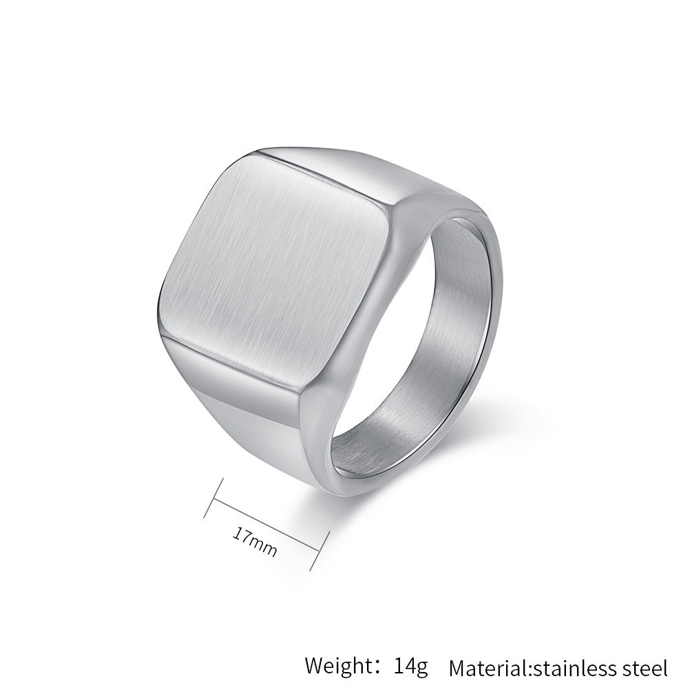 Planderful Everyday Genie Matte Brushed Seal Ring For Men Titanium Steel Size 7 To 13