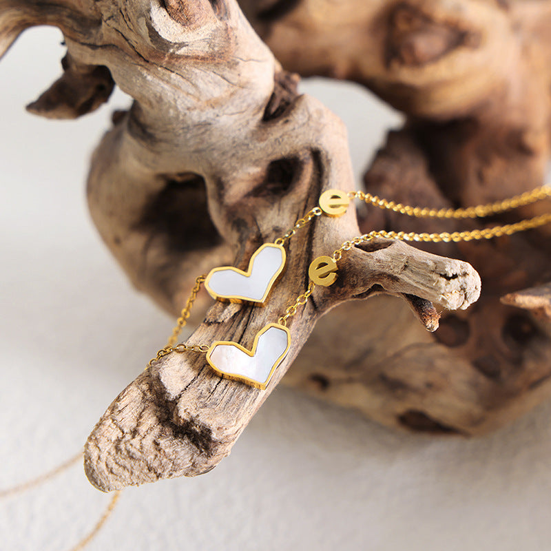 Delicate White Sea Shell Pendant Necklace with Titanium Steel Chain for Women