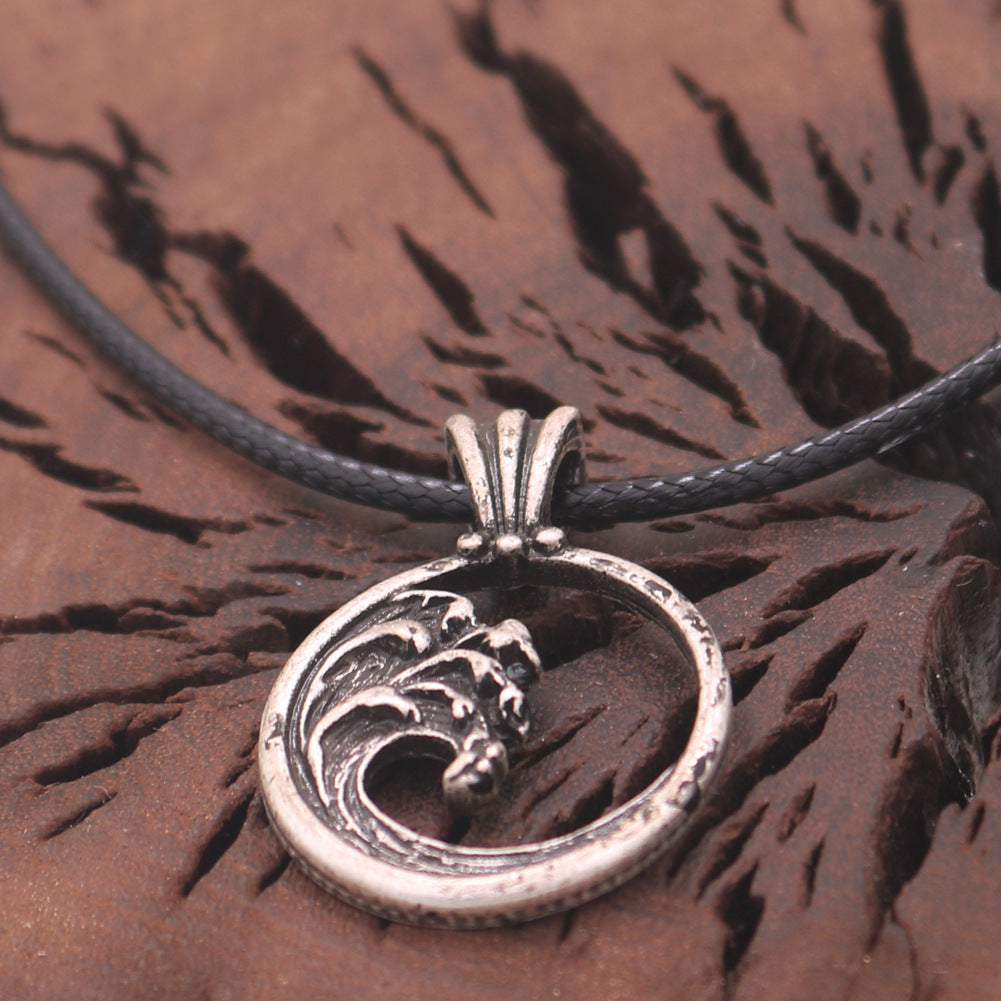 Wave Rider Metal Pendant Necklace - Men's Personalized Jewelry