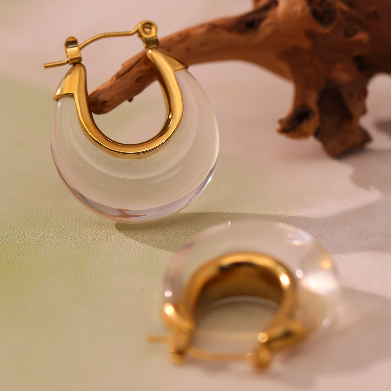 Planderful Moon U Earrings Resin Translucent For Daily Wear