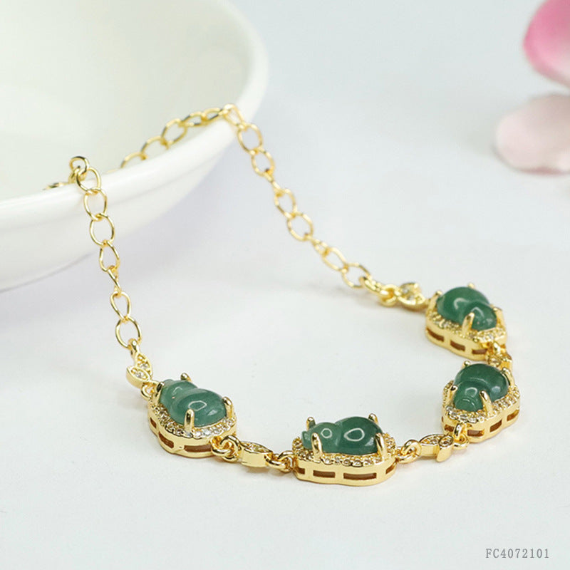 Blue Water Jadeite Gourd 9*6 mm Bracelet
