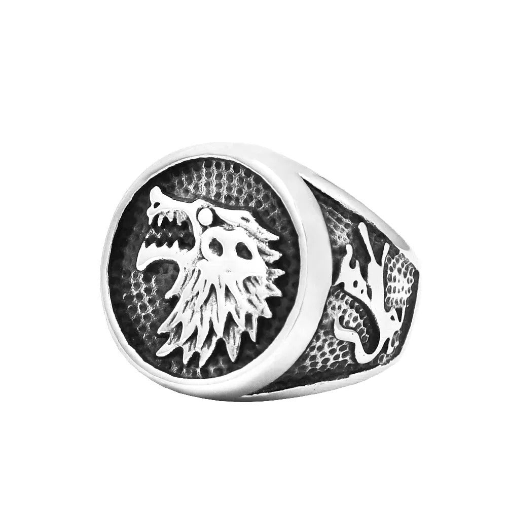 Vintage Wolf Stainless Steel Men's Ring
