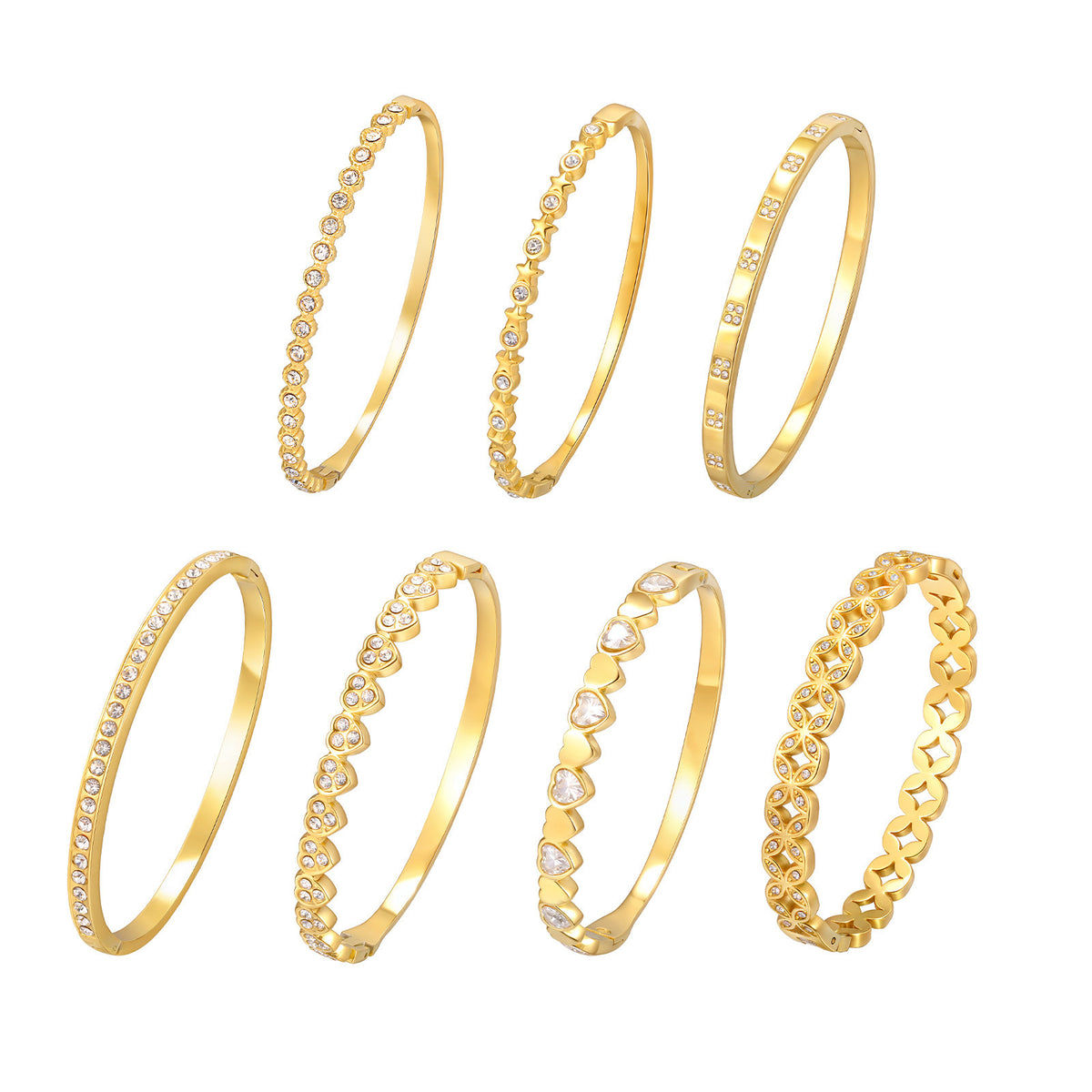 Heart Zircon Stainless Steel Bracelet Unisex