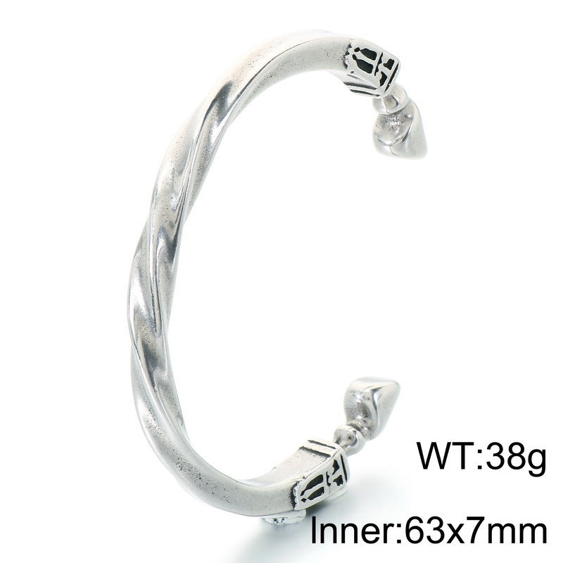 Mobius Twist Open Stainless Steel Bracelet Water Drop Double Head Stainless Steel Unisex