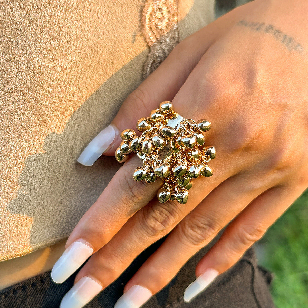 Planderful Boho Pearl Fringe Ring For Women Turquoise Accent Statement Jewelry Vienna Verve
