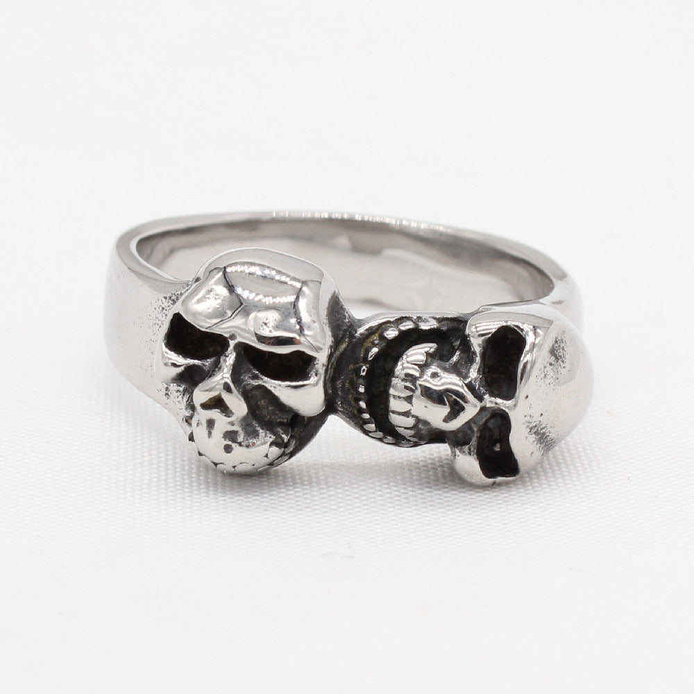Planderful Titanium Steel Skull Ring Unisex Retro European American Style Protection Statement Jewelry