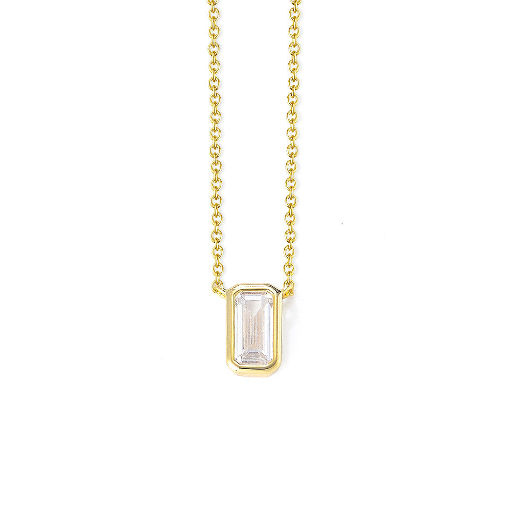 S925 Silver Geometric Square Zircon Pendant Necklace High Sense