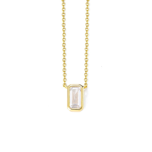 S925 Silver Geometric Square Zircon Pendant Necklace High Sense