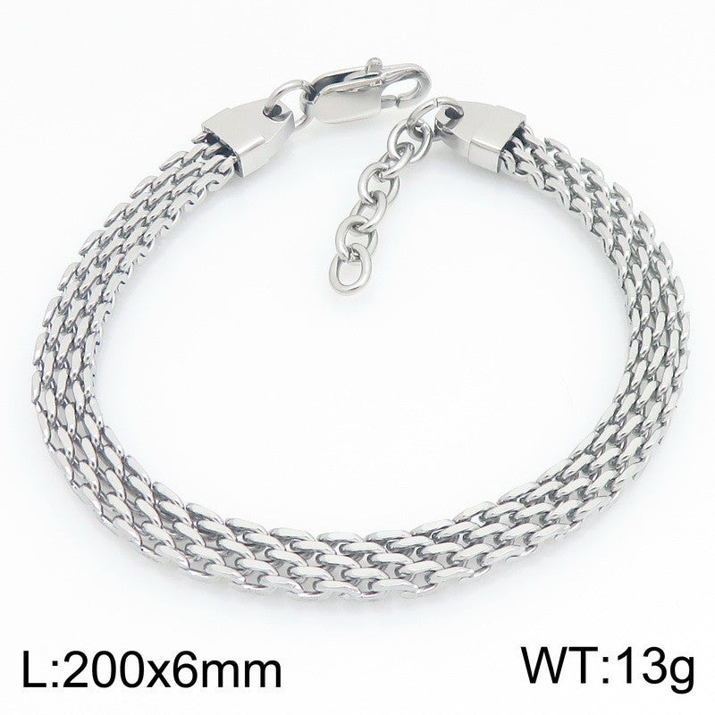 Mesh Chain Bracelet Cut Woven Chain Including Extension Chain Stainless Steel Unisex
