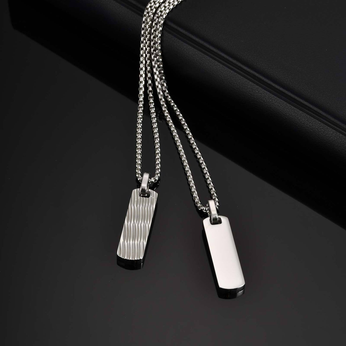Europe – America – Stainless Steel Batch Flower Geometric Small Square Brand Pendant Necklace