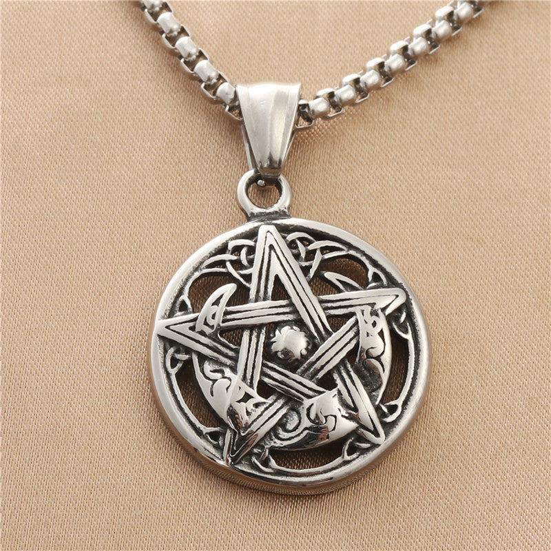 Titanium Steel Hollow Five-Pointed Star Pendant Necklace