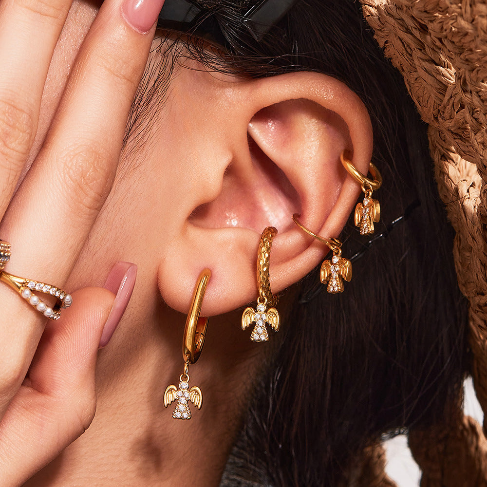 Planderful Zircon Angel Pendant Earrings For Women