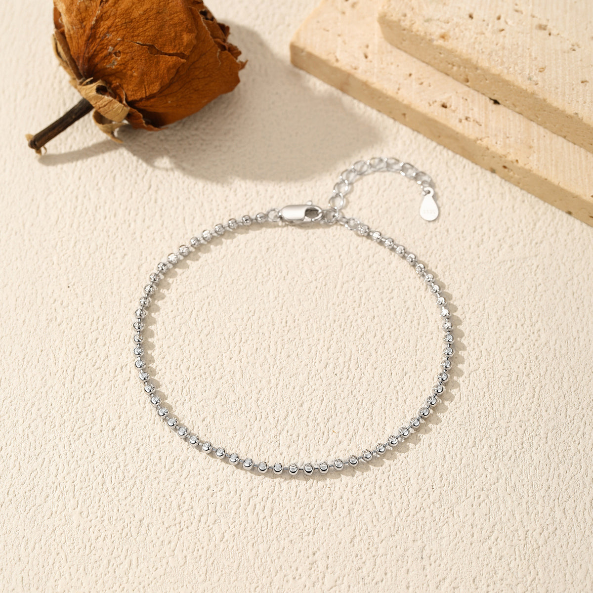925 Sterling Silver Moon Beaded Bracelet