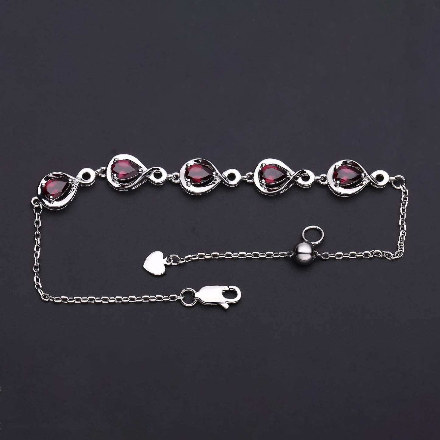 Pear Shape Rose Pomegranate Silver Bracelet