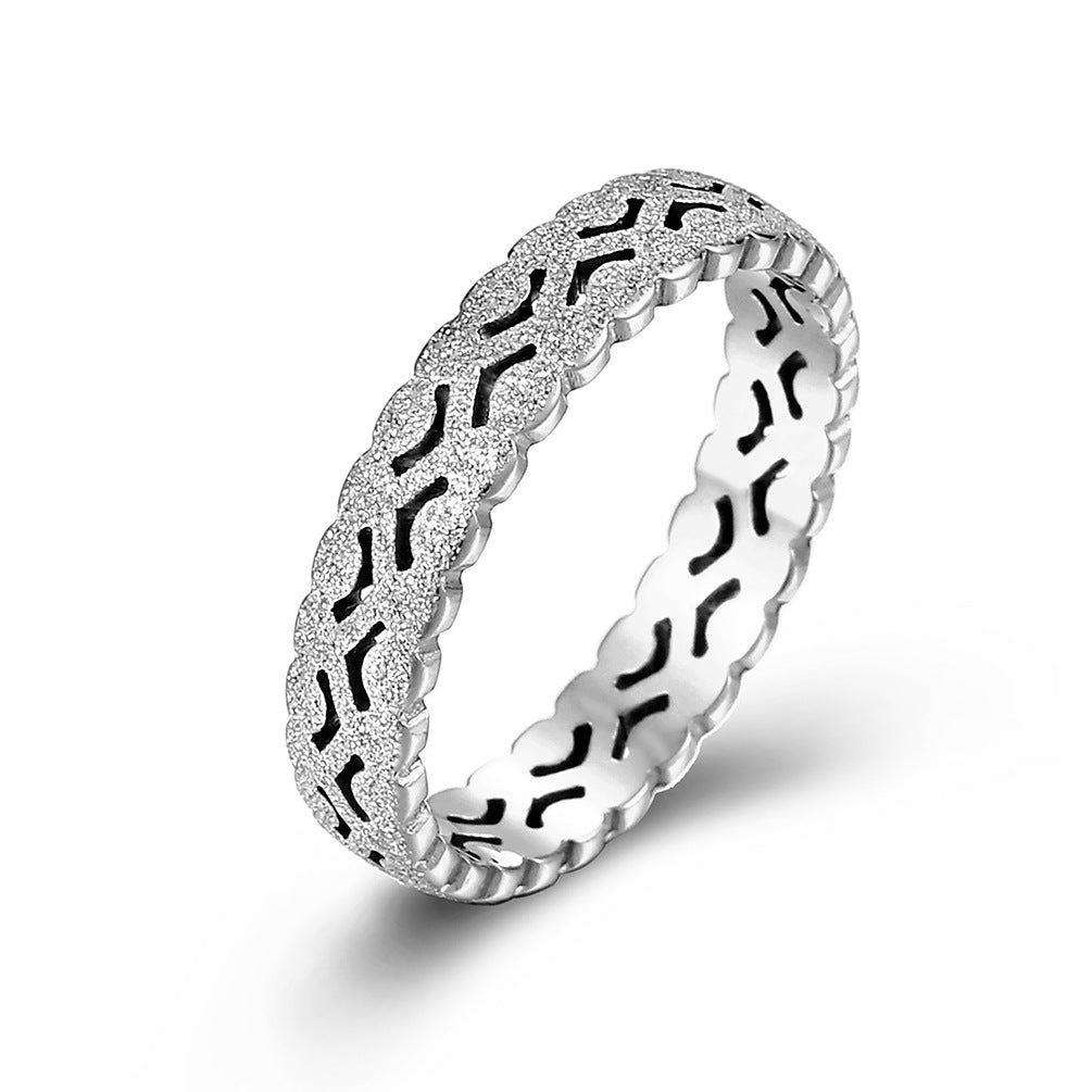 Cross-Border Amazon Korean Pearl Sand Titanium Steel Ring