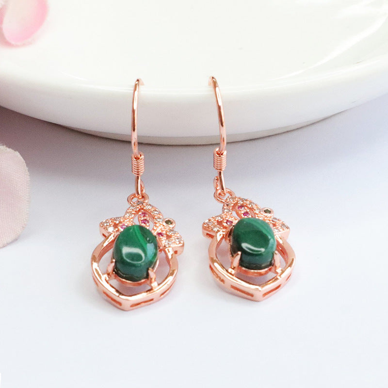 Malachite Clover Drop Earrings