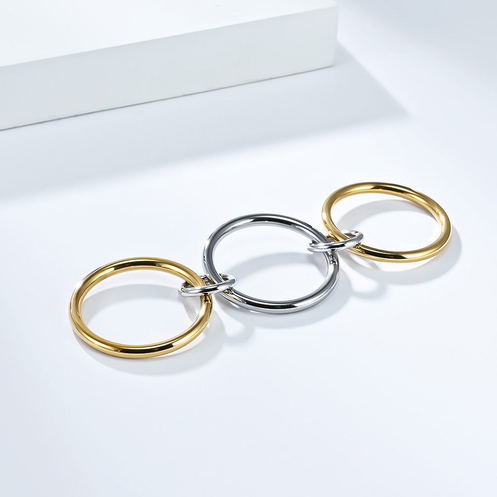 Planderful Everyday Genie Three Ring Stacking Ring Stainless Steel For Women Unisex Statement Jewelry