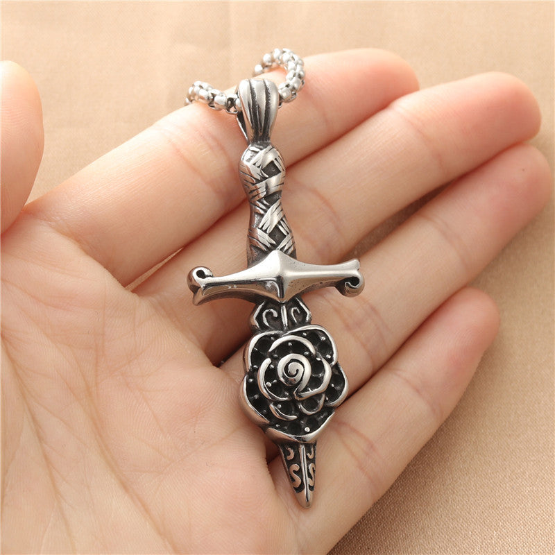 Personalized Titanium Steel Cross Pendant Necklace for Men - Retro Punk Style