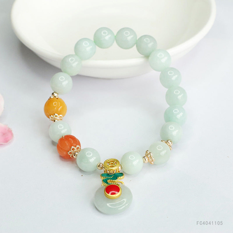 Jadeite Peace Buckle Beaded Bracelet