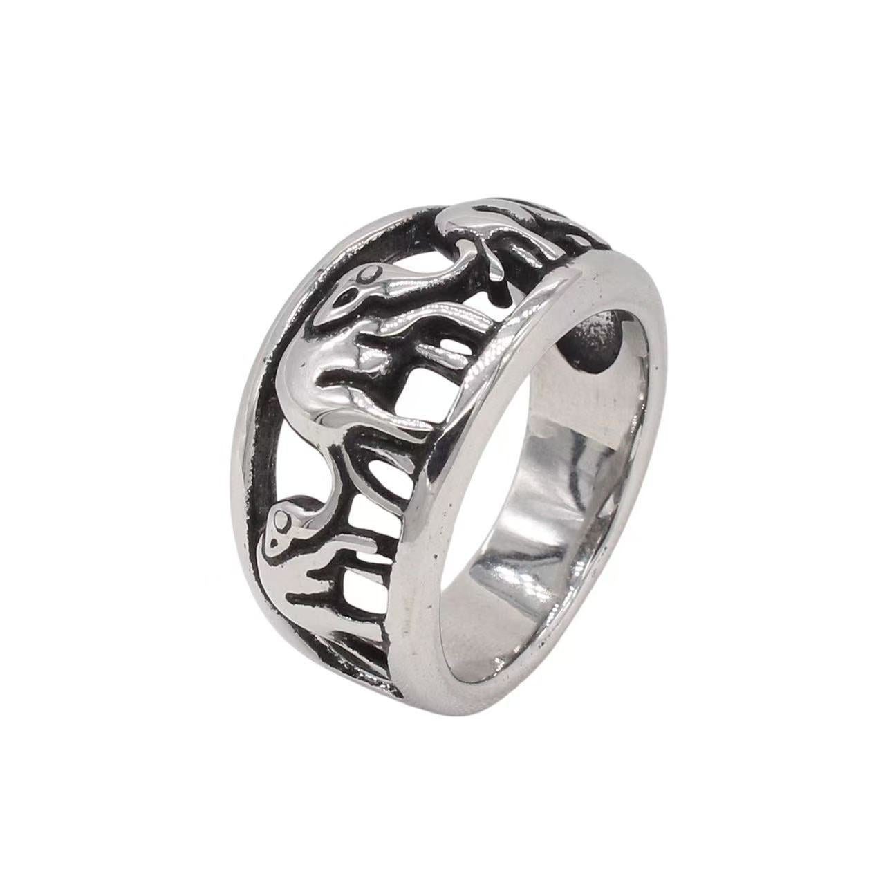 Planderful Jewelry Everyday Genie Elephant Ring For Men In Steel Retro Vintage Design