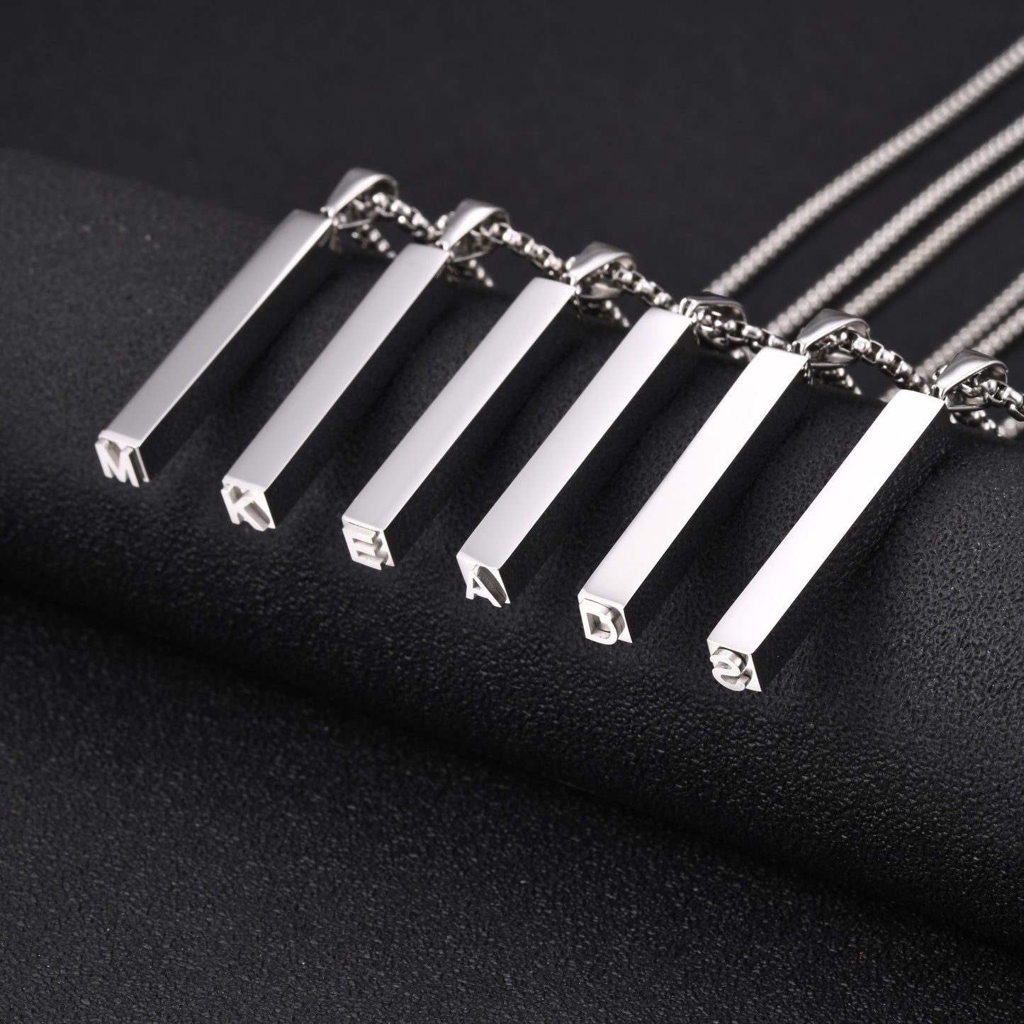 Hot-Selling Urban Minimalist Style – Stainless Steel Rectangular Strip Letter Pendant – Necklace