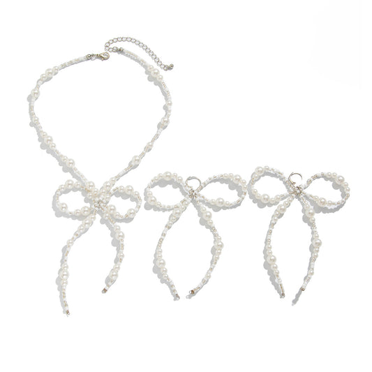 Planderful Vienna Verve Jewelry Set – Elegant Pearl and Bow Design