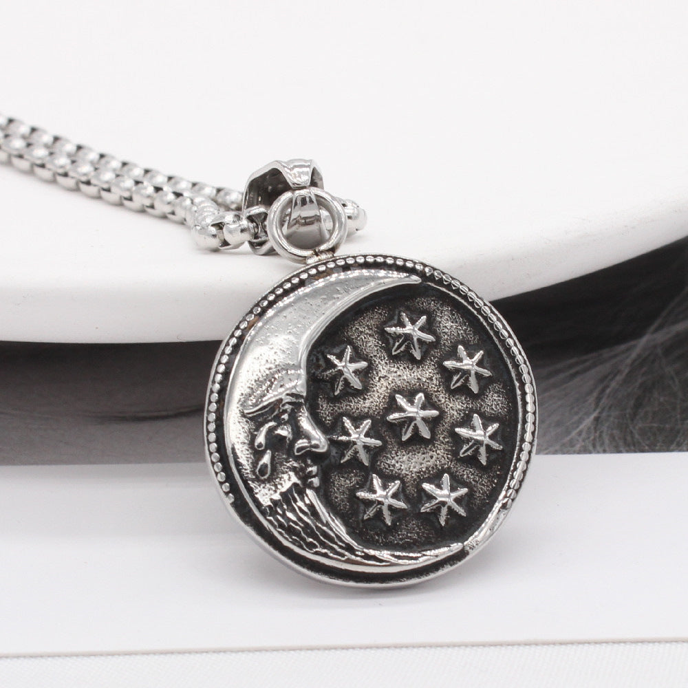 Planderful Moon Star Pendant Titanium Steel Unisex Jewelry Everyday Genie Collection Durable Protection Statement