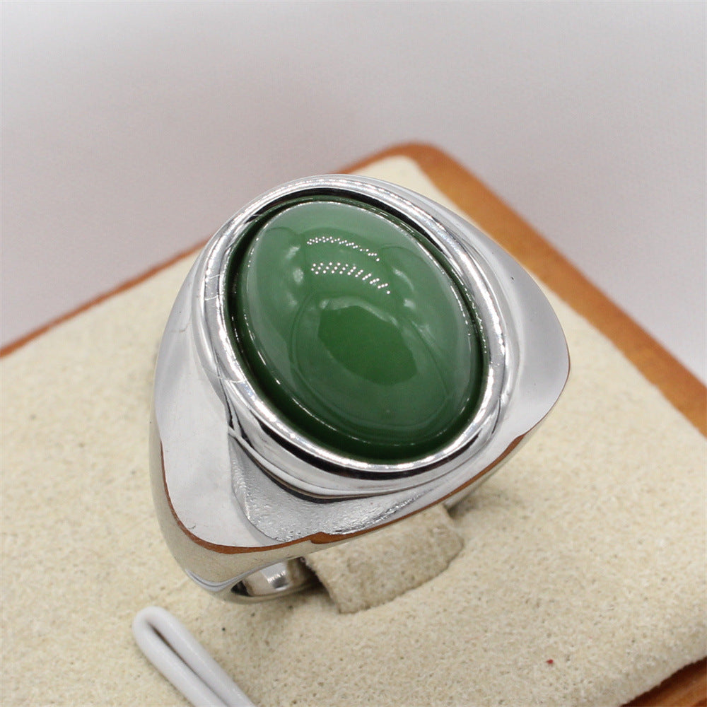 Planderful Titanium Steel Ring Unisex Retro Court Style Oval Design For Everyday Fashion Lovers