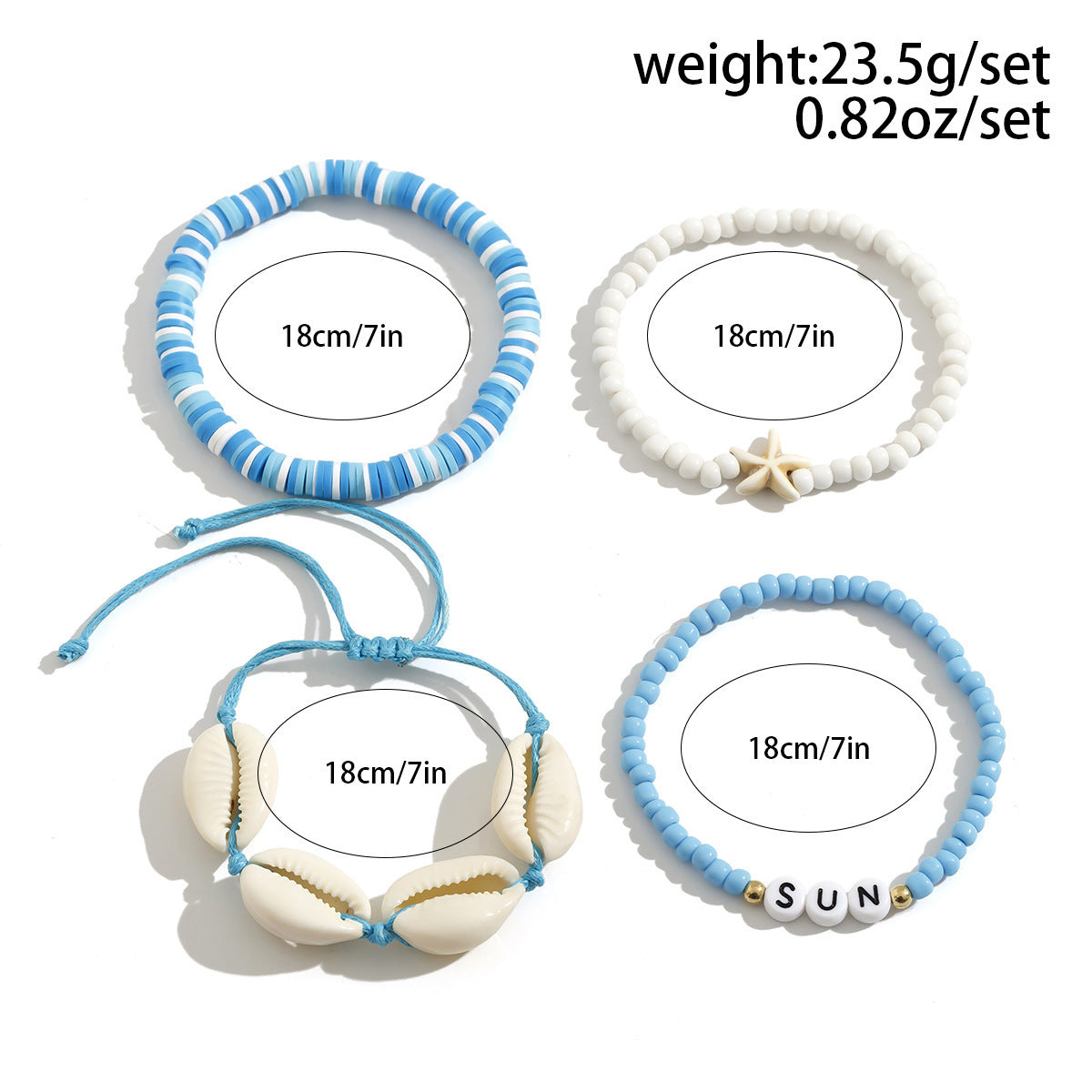 Planderful Vienna Verve Starfish Beaded Bracelet For Women Oceanic Wind Shell Rice Beads Jewelry Set