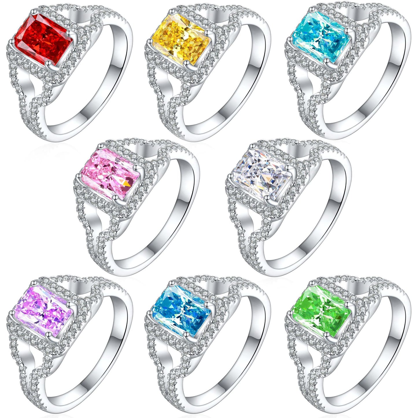 High-End Sterling Silver 1.5ct Colored Treasure Ice Flower Ring