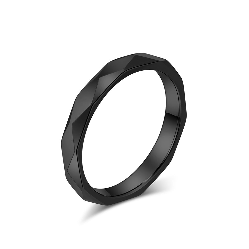 Steel Ring – Elegant Geometric Rhombus Design Everyday Wear For Modern Hipster Style