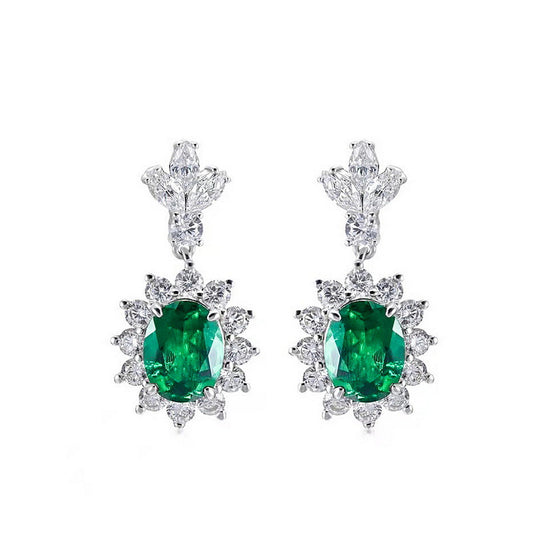 S925 Sterling Silver Lab-Grown Gemstone Sunflower Stud Earrings