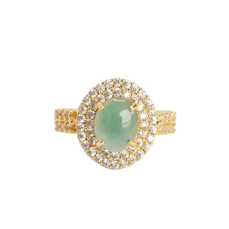 Blue-Water Jadeite Cabochon Ring