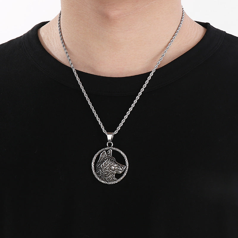 Planderful Double Sided Viking Wolf Pendant Men Personalize