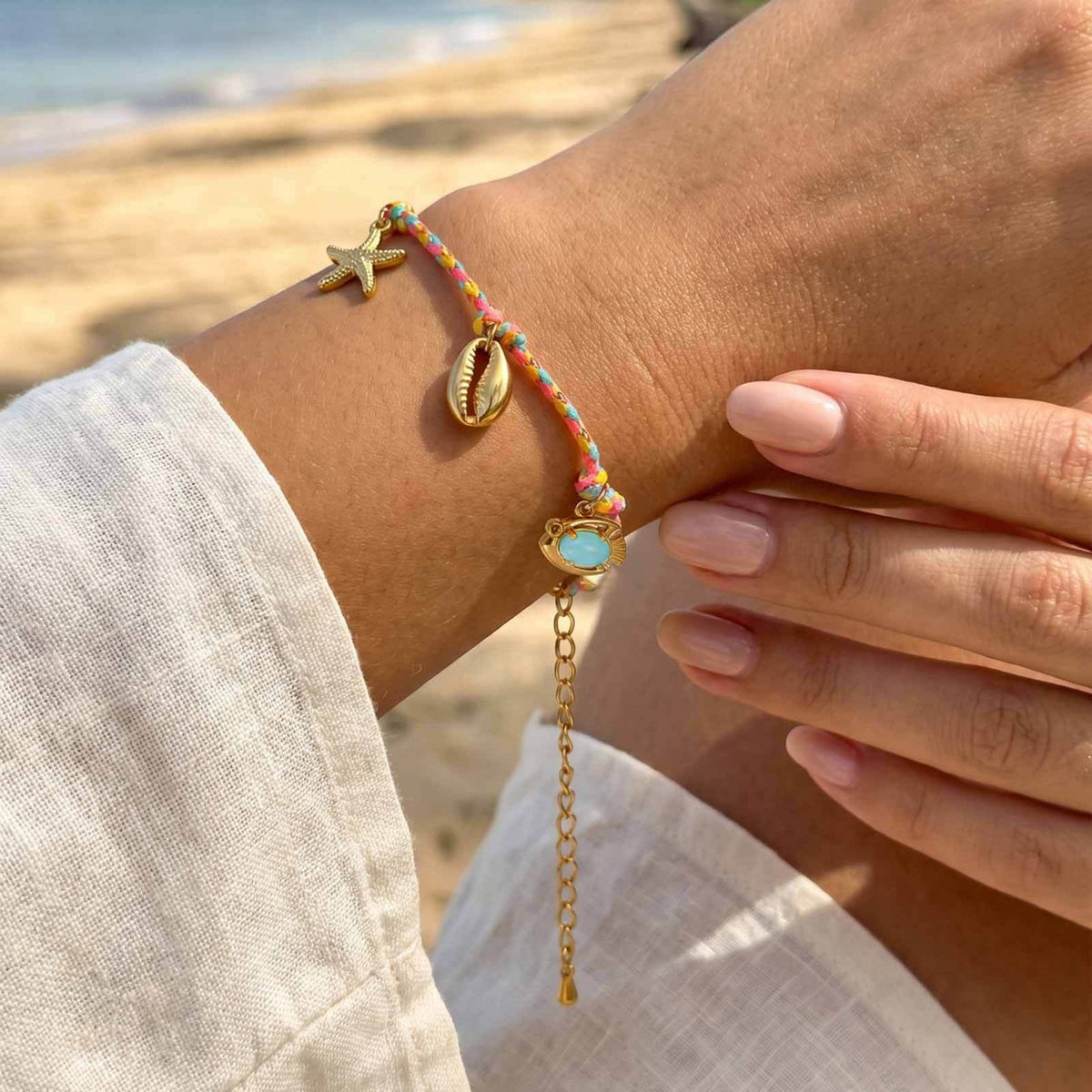 Shell Braided Stainless Steel Bracelet