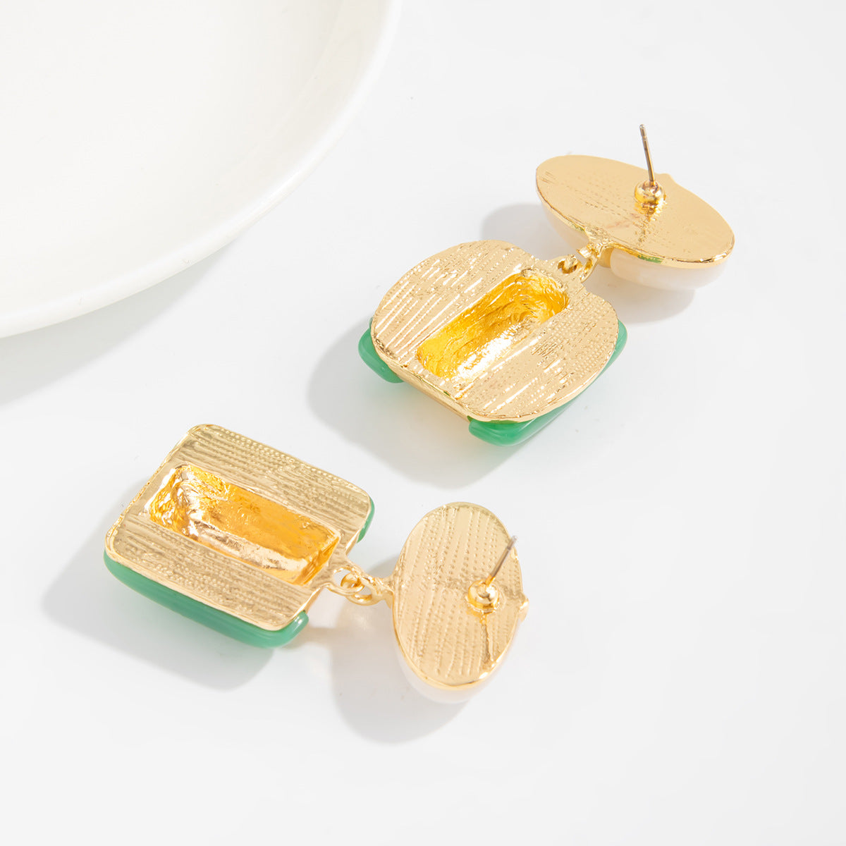 Planderful Geometric Resin Stud Earrings Square Design Handmade Statement Jewelry For Women