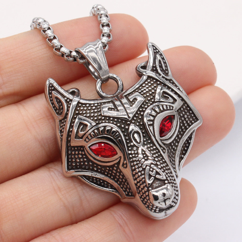 Planderful Nordic Viking Direwolf Pendant Necklace Titanium Steel Unisex Protective Statement Jewelry For Men And Women