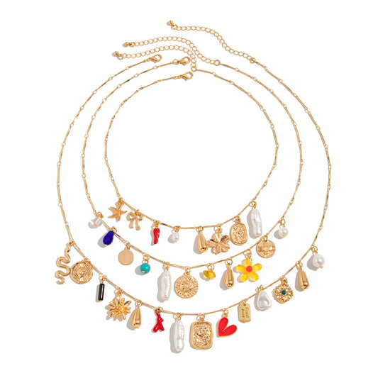 Planderful Vienna Verve Necklace – Personalized Multi-Flower Pearl Design