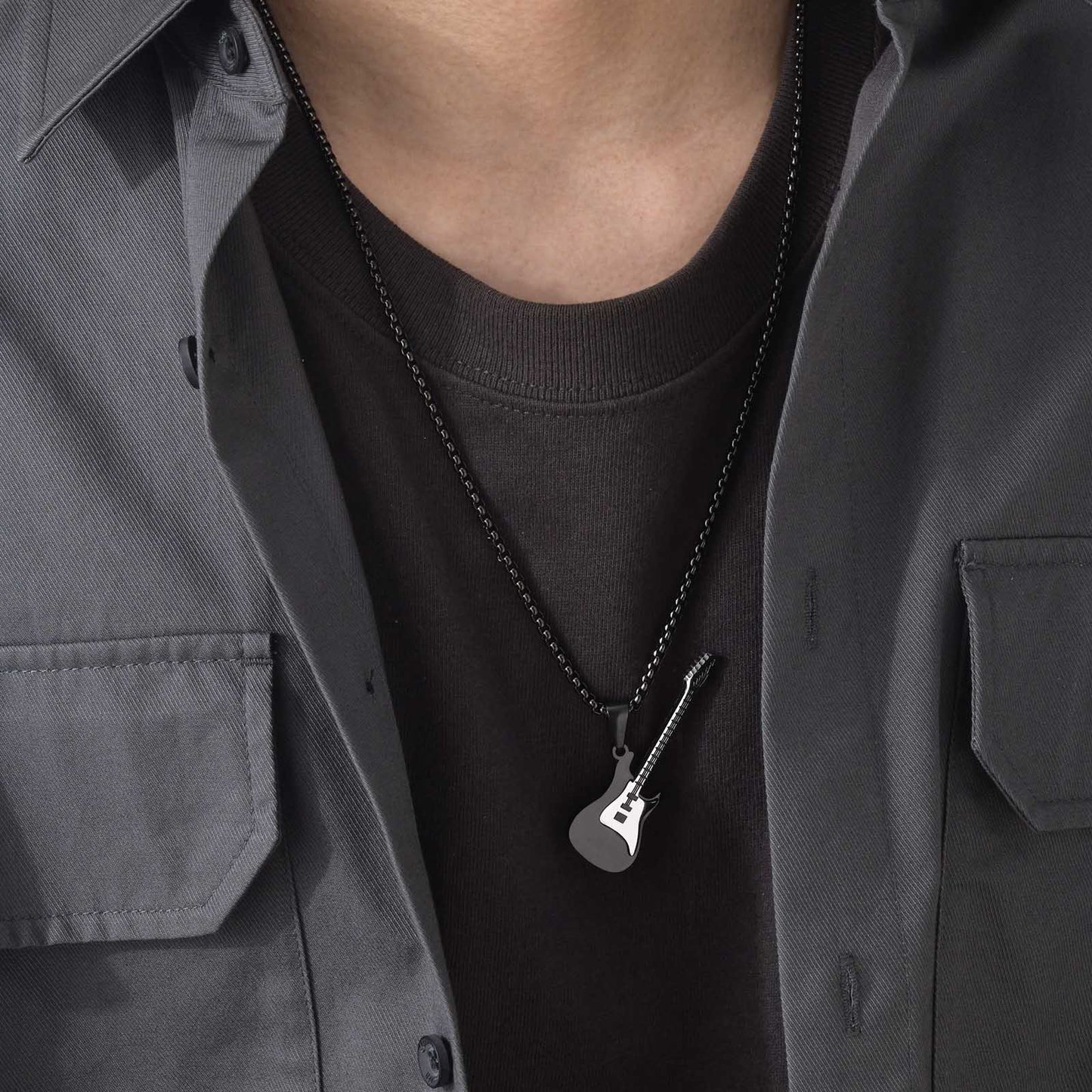 European And American Titanium Steel Jewelry Guitar Pendant
