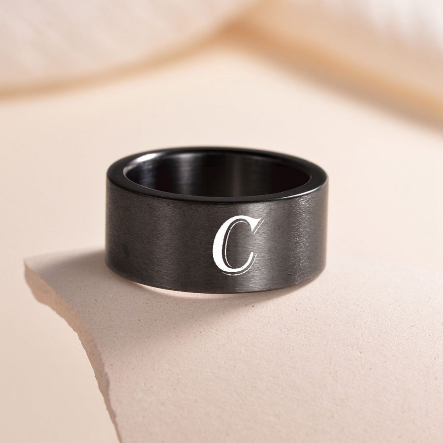 Planderful Everyday Genie Fade Resistant Stainless Steel Letter Ring For Men And Women
