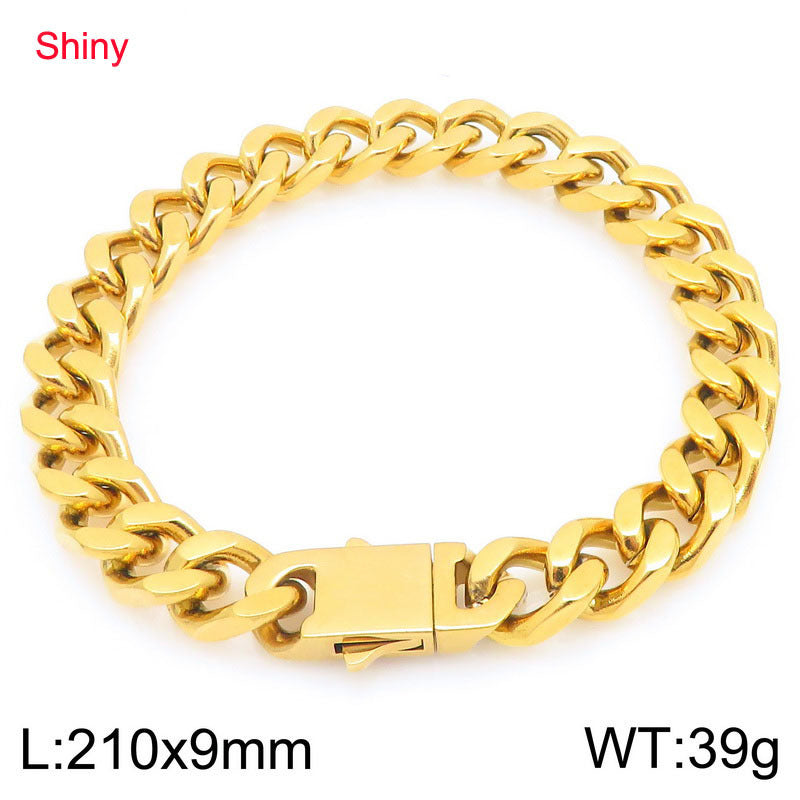 Titanium Steel Cuban Chain Men's Bracelet Polished Four-Sided Grinding Hand Available