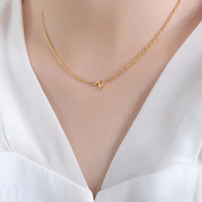 Modern M-Letter Pendant Titanium Steel Collarbone Chain Necklace for Stylish Women