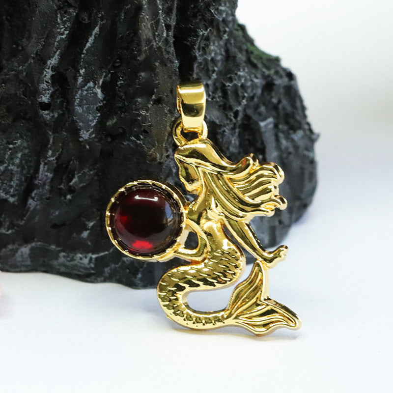 Mermaid Pendant Jewelry made of Authentic Beeswax Amber