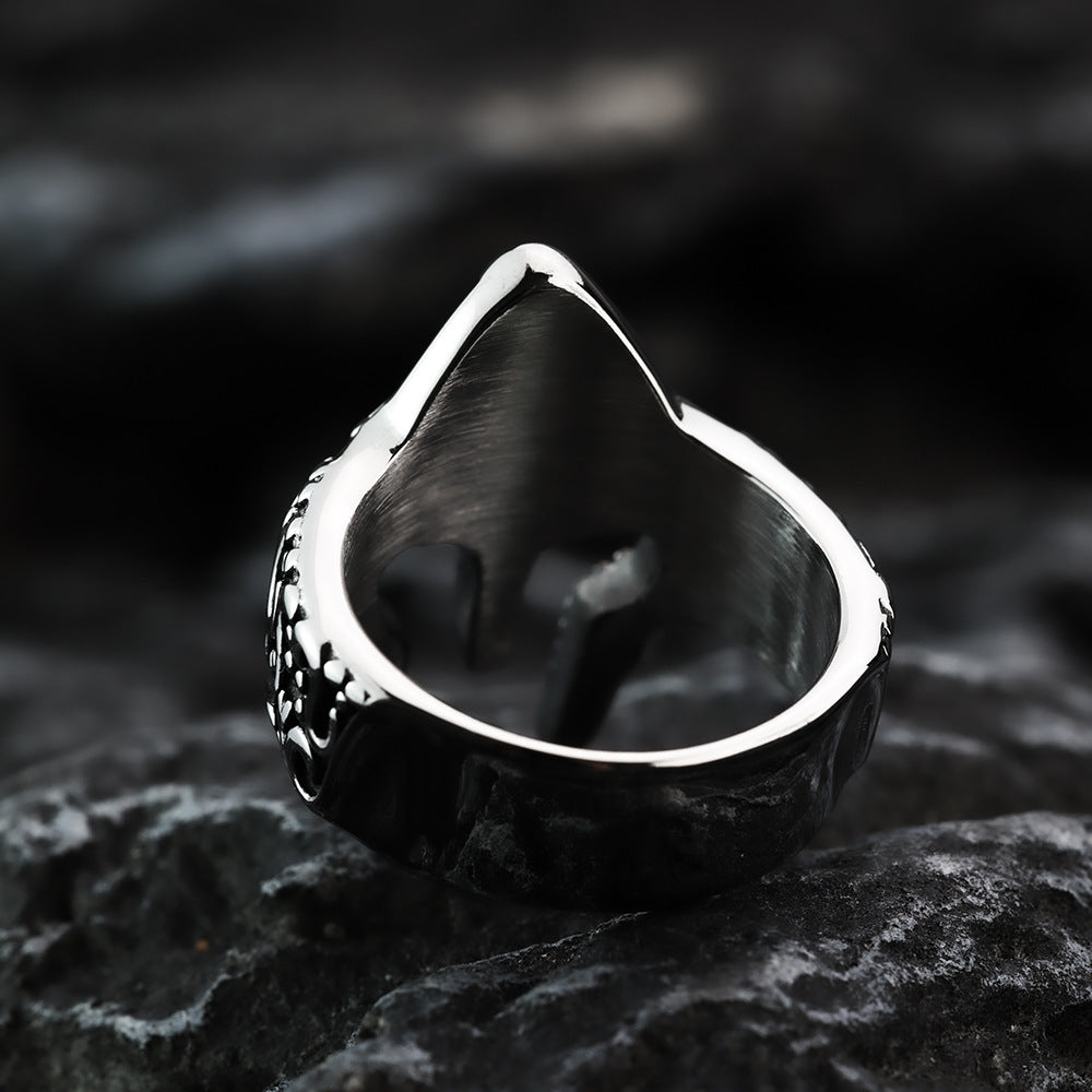 European And American Retro Stainless Steel Men's Ring Personalized Spartan Mask Ring